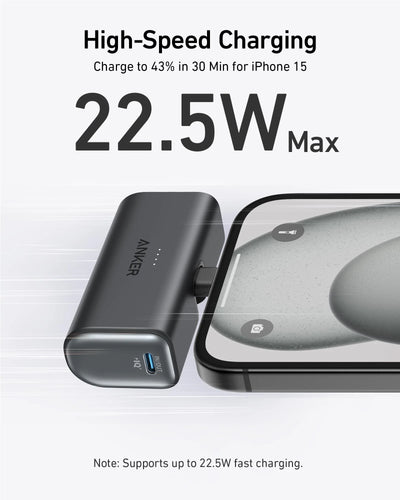 Nano Power Bank (22.5W, Built-In USB-C Connector)
