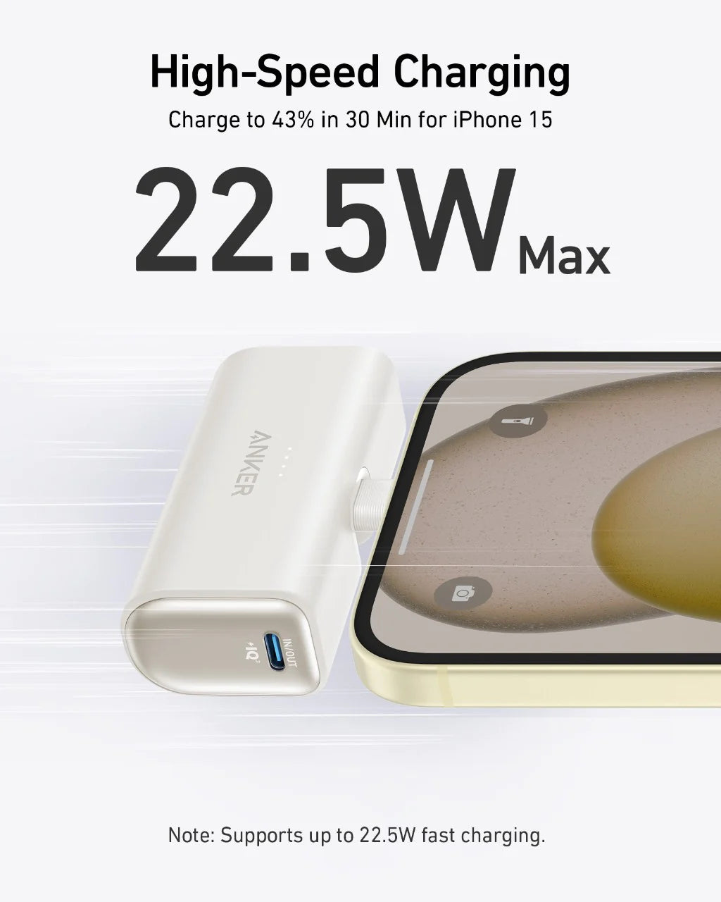 Nano Power Bank (22.5W, Built-In USB-C Connector)