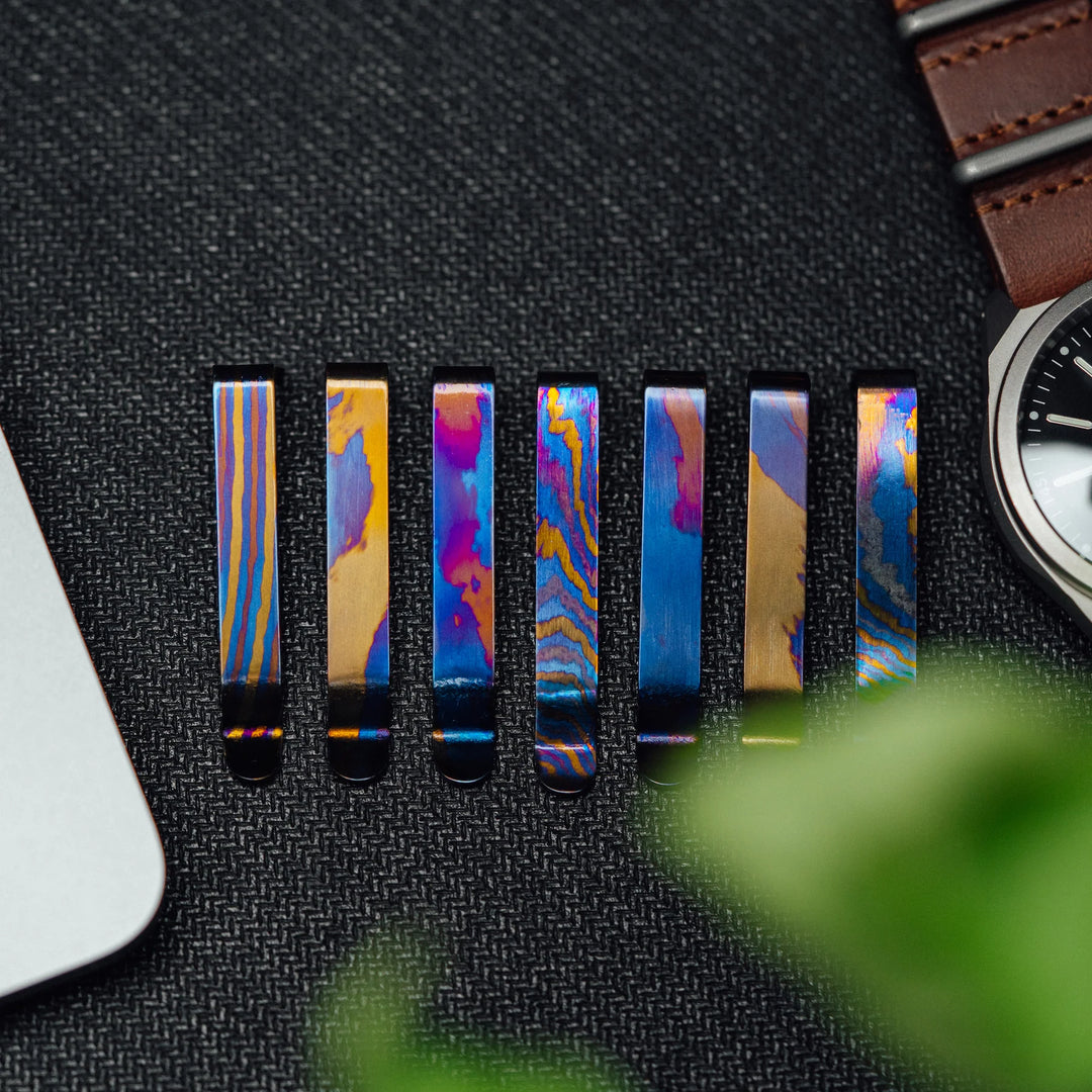 Titanium Damascus Pen Clip Big Idea Design