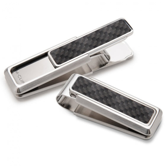 Stainless With Black Carbon Fiber Money Clip