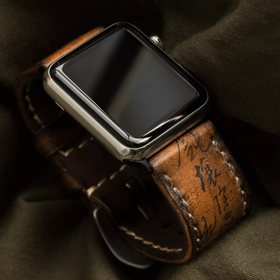 "Path of War" Calligraphy Handmade Cowhide Leather Strap (for Apple Watch)