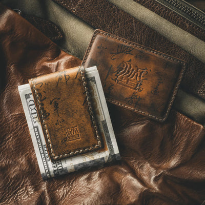 "Path of War" Calligraphy Leather Money Clip