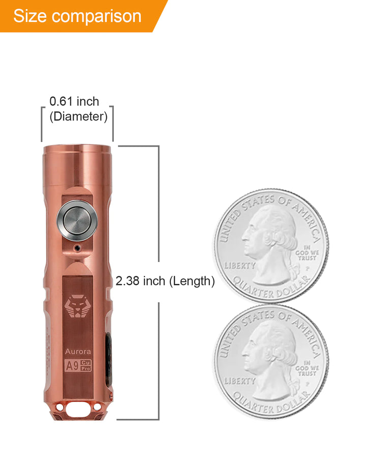 Aurora A9 Pro (G4) EDC Copper Keychain Flashlight RovyVon