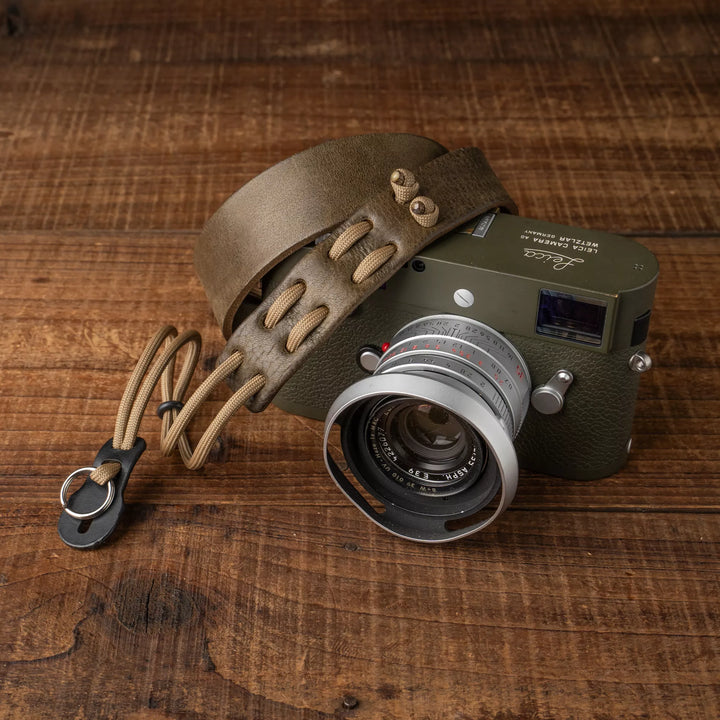 Parachord X Leather Camera Neck Strap / 007 Olive Khaki Wotancraft