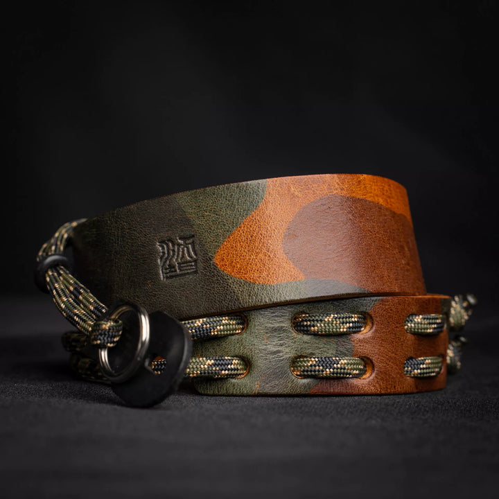 Parachord X Leather Camera Neck Strap / 010 Woodland Camo Wotancraft