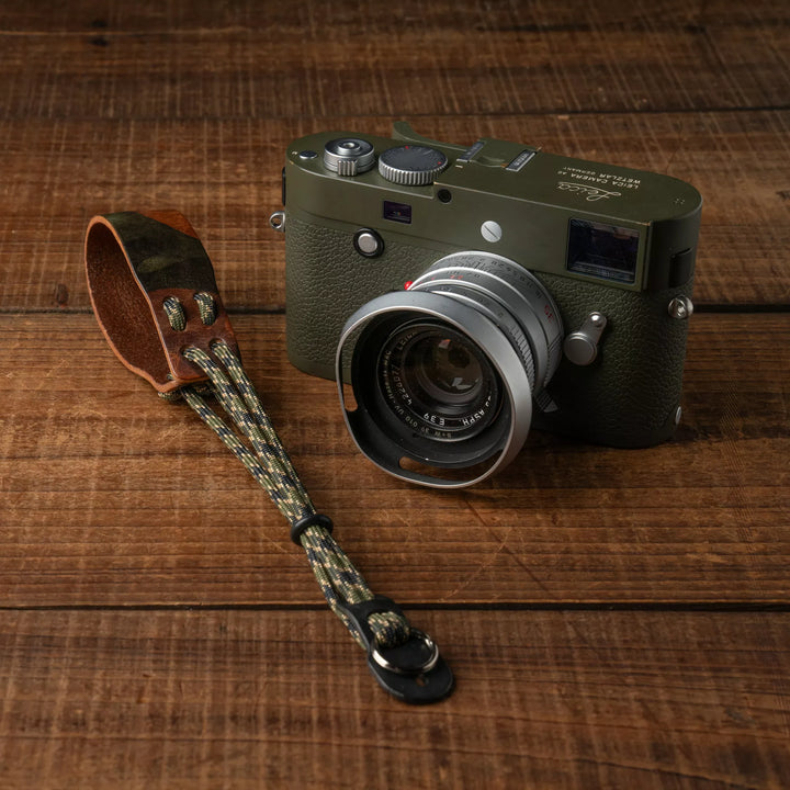 Parachord X Leather Camera Wrist Strap / 010 Woodland Camo Wotancraft