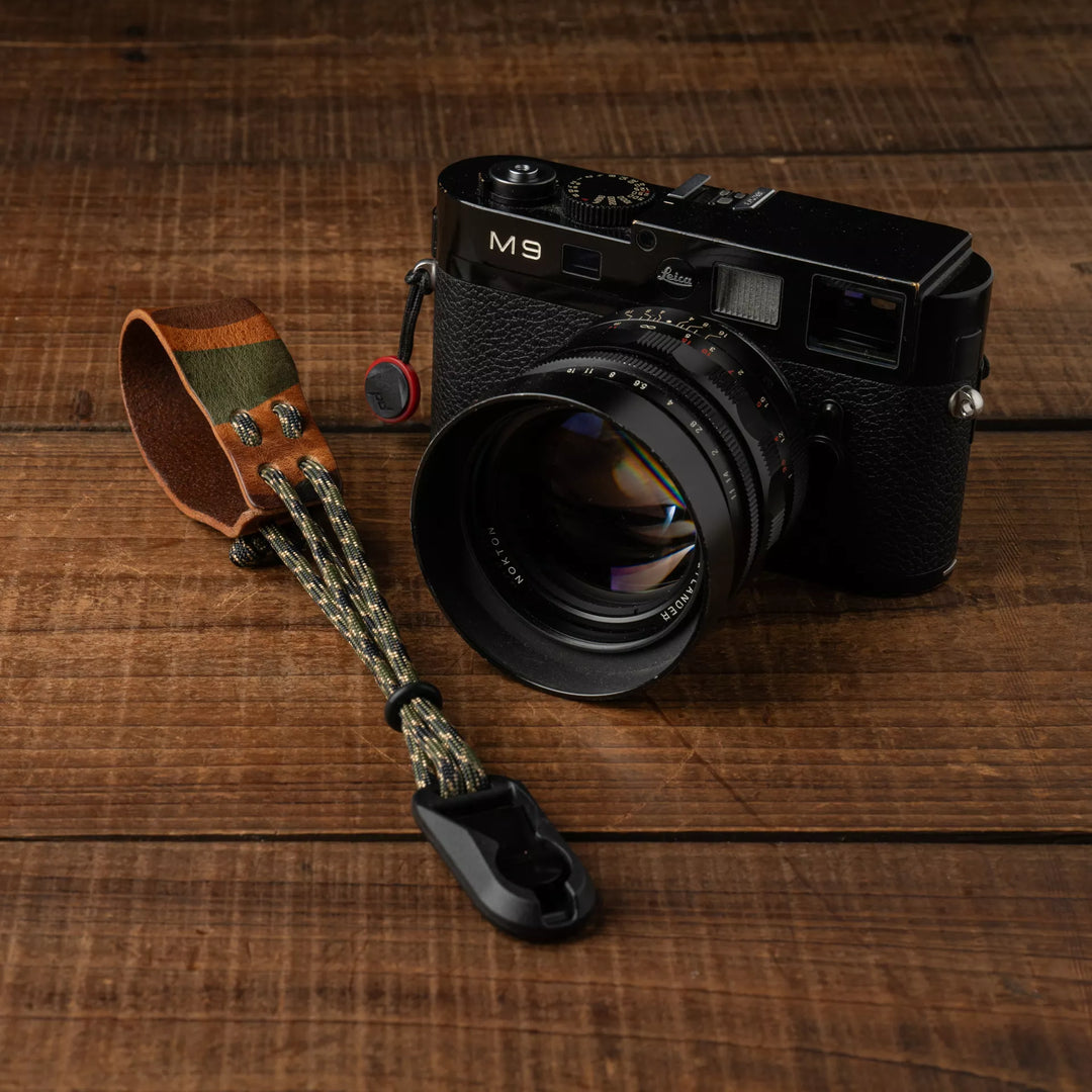 Parachord X Leather Camera Wrist Strap / 010 Woodland Camo Wotancraft
