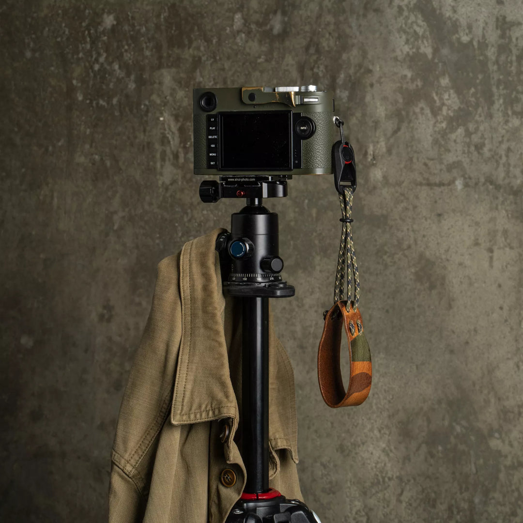 Parachord X Leather Camera Wrist Strap / 010 Woodland Camo Wotancraft