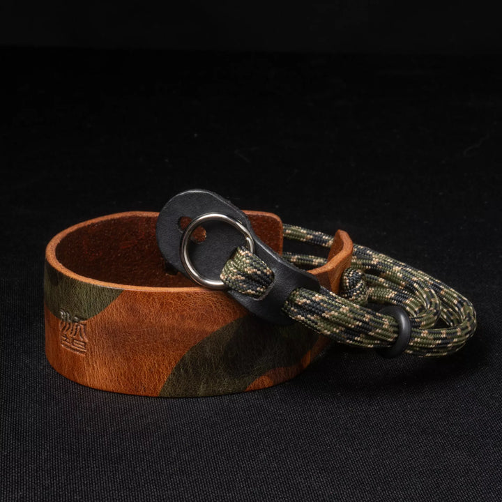 Parachord X Leather Camera Wrist Strap / 010 Woodland Camo Wotancraft