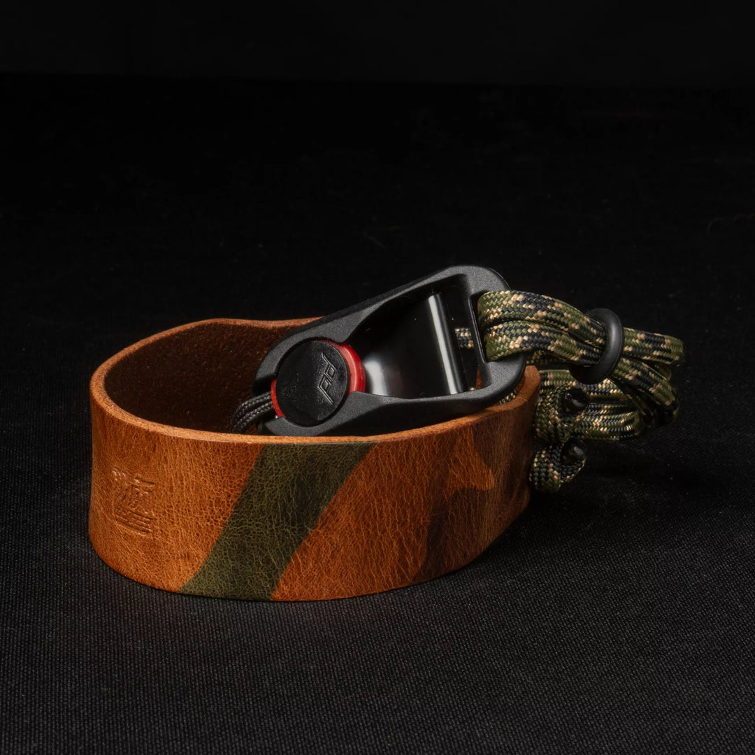 Parachord X Leather Camera Wrist Strap / 010 Woodland Camo Wotancraft