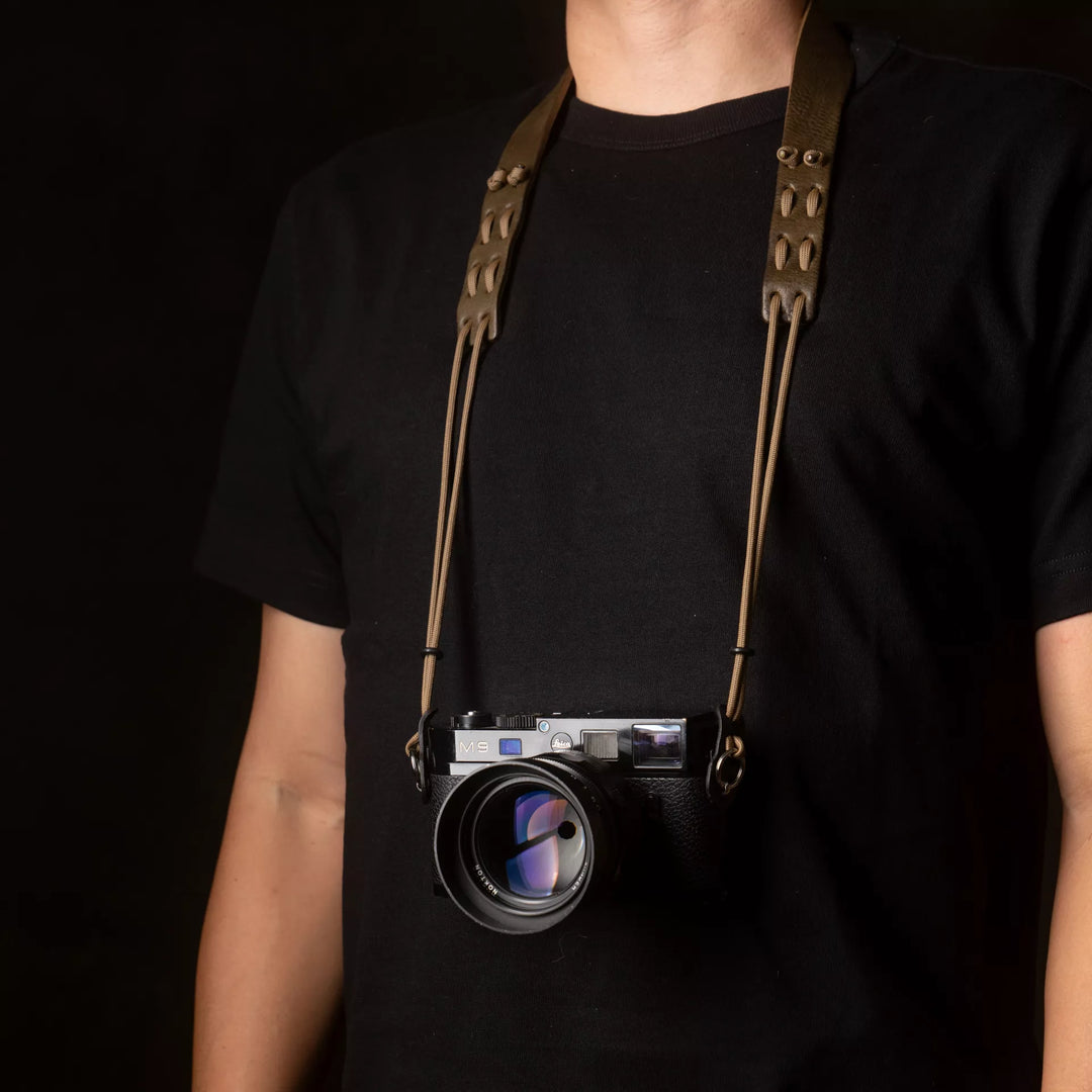 Parachord X Leather Camera Neck Strap / 007 Olive Khaki Wotancraft