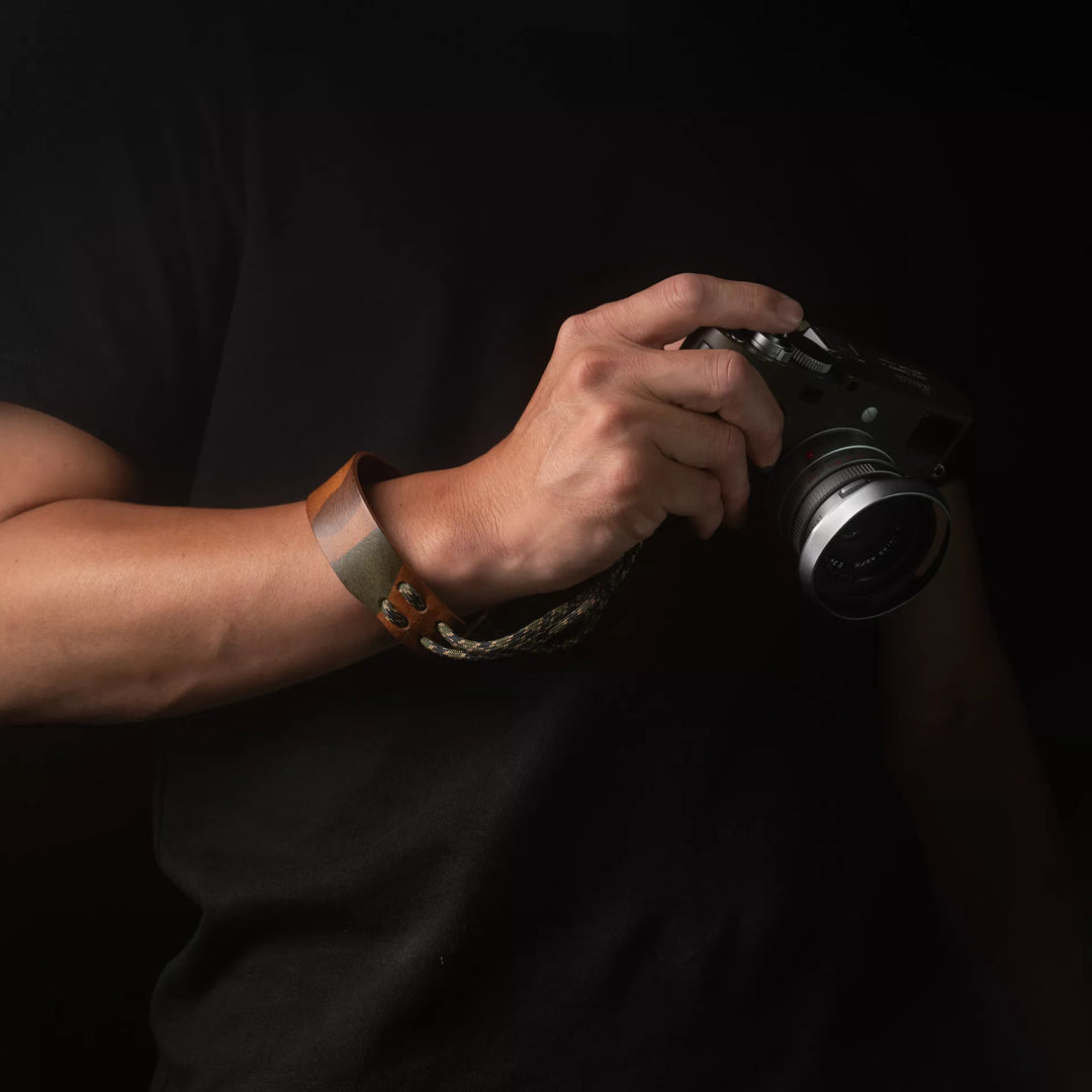 Parachord X Leather Camera Wrist Strap / 010 Woodland Camo Wotancraft