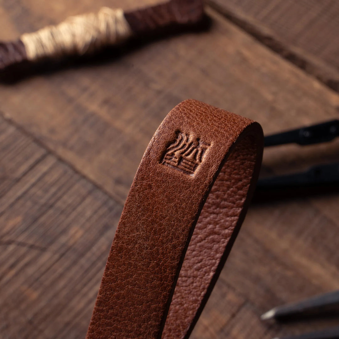 Premium Handcrafted Double-Sided Leather Wrist Strap 006 Wotancraft