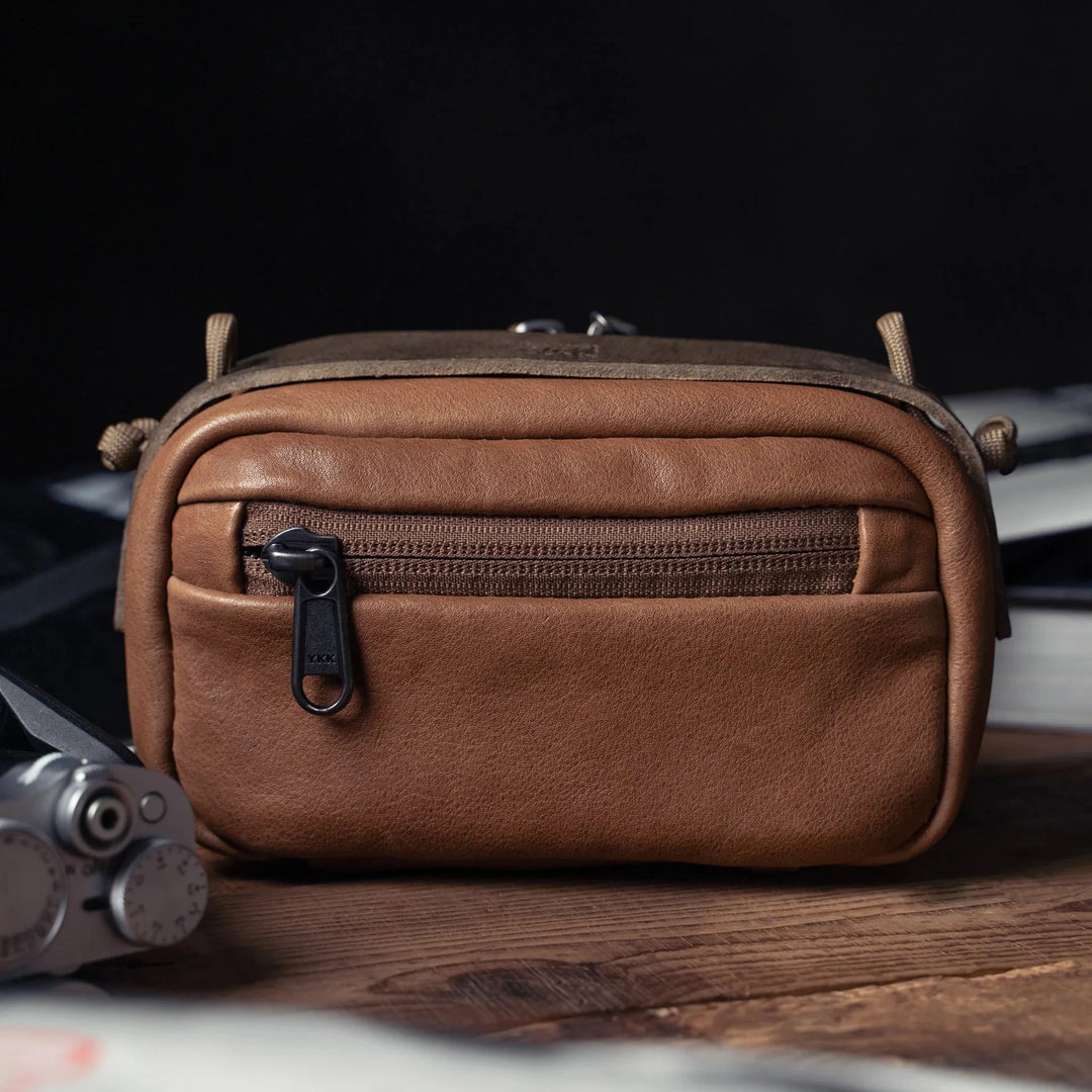 Full Leather Portable Camera Pouch ML Wotancraft