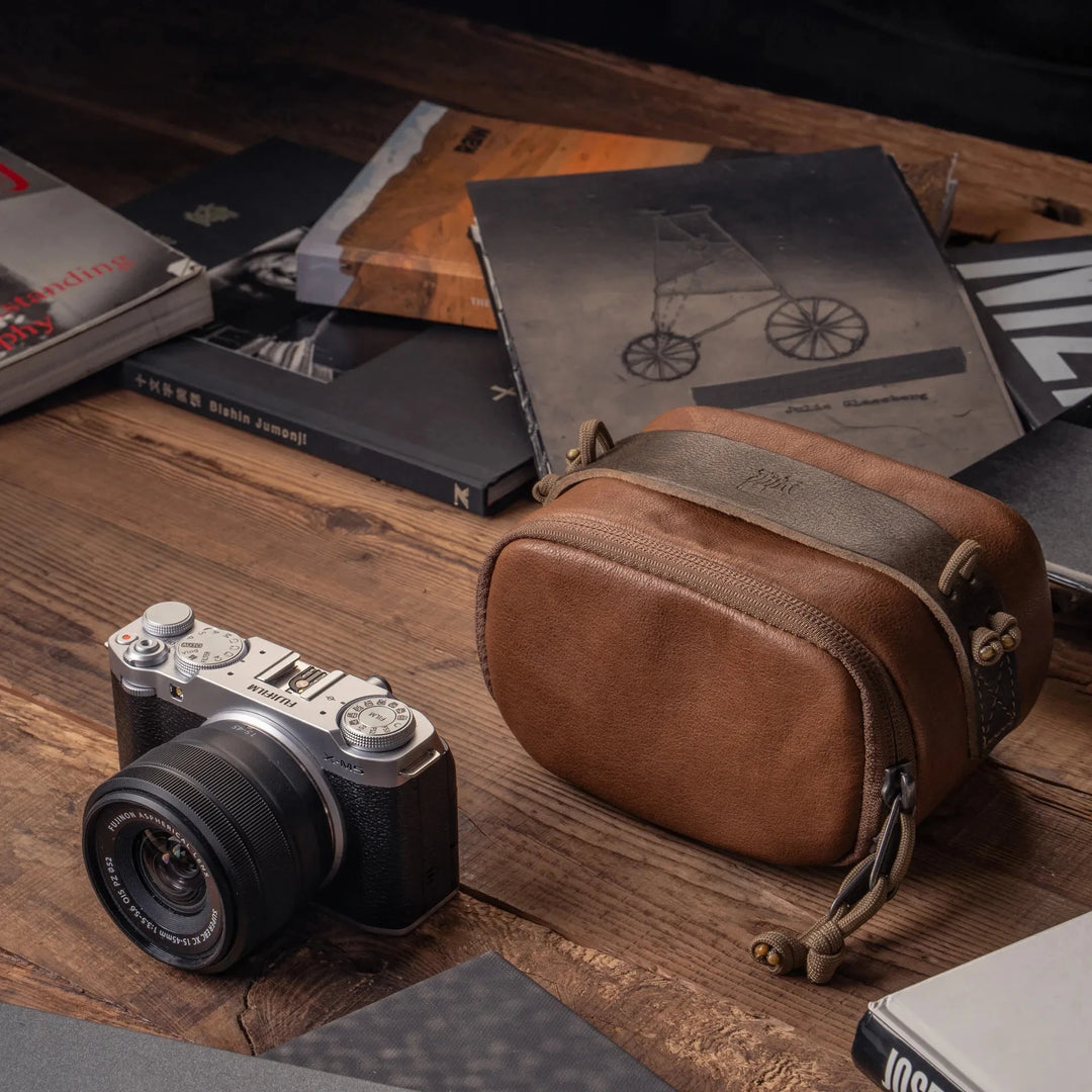 Full Leather Portable Camera Pouch ML Wotancraft