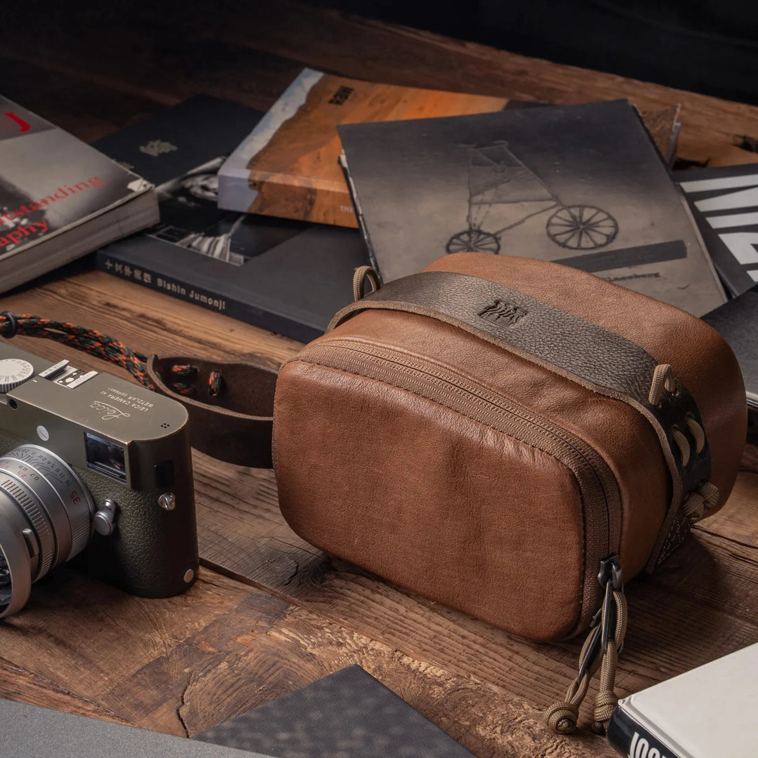 Full Leather Portable Camera Pouch L FEVERGUY