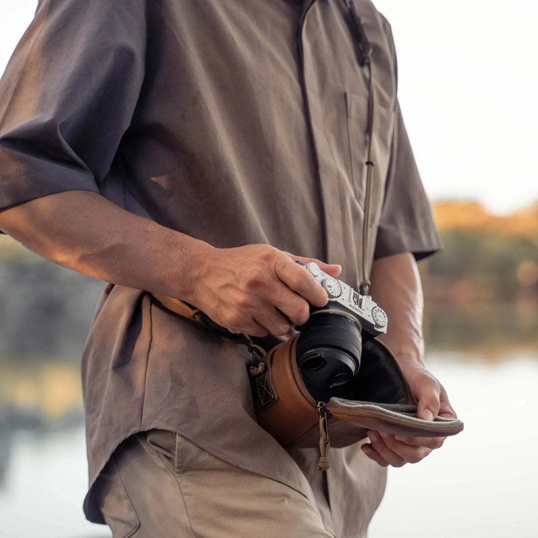 Full Leather Portable Camera Pouch ML Wotancraft