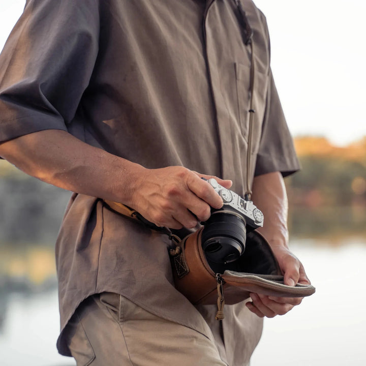 Full Leather Portable Camera Pouch ML Wotancraft