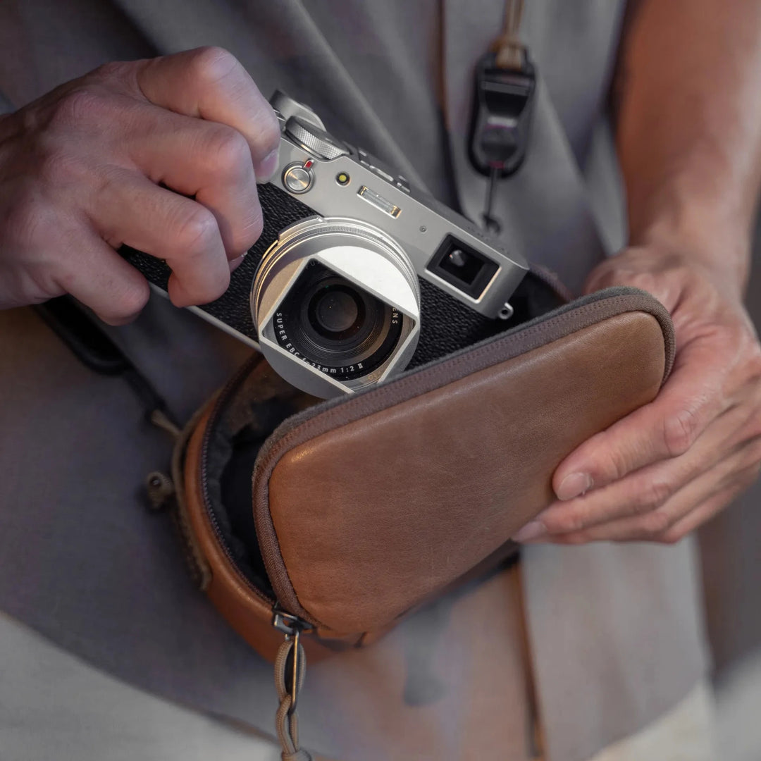 Full Leather Portable Camera Pouch M Wotancraft