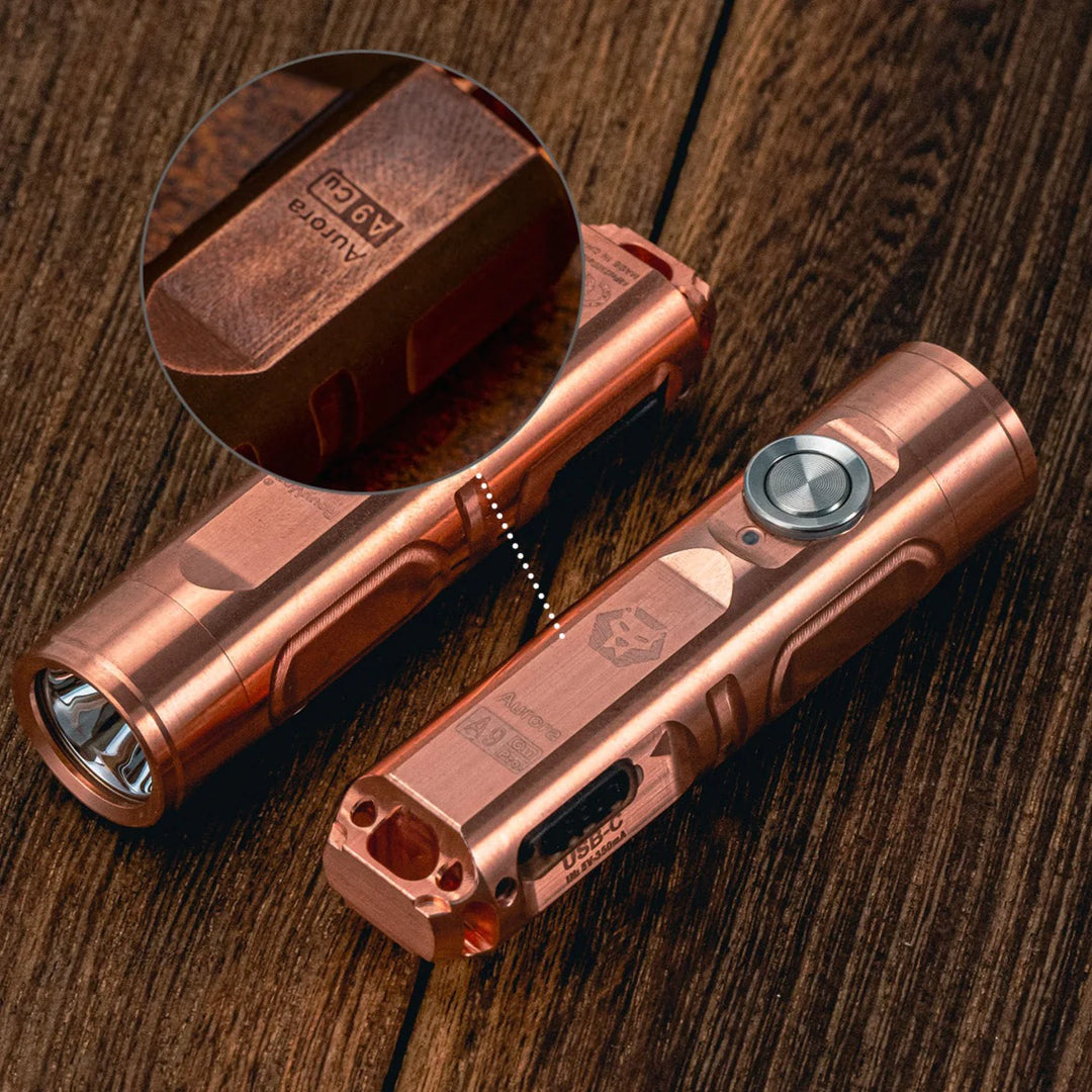 Aurora A9 Pro (G4) EDC Copper Keychain Flashlight RovyVon