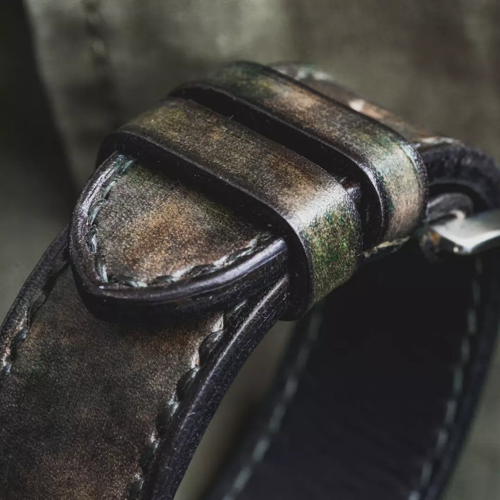 "Camoflage" Hand-dyed Cowhide leather strap Woodland Camo (For Apple Watch) Wotancraft