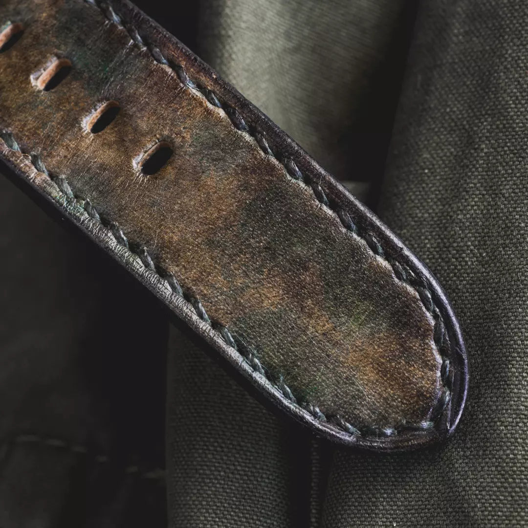 "Camoflage" Hand-dyed Cowhide leather strap Woodland Camo (For Apple Watch) Wotancraft