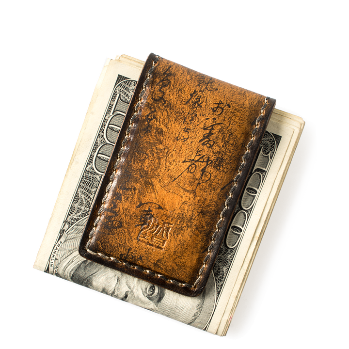 "Path of War" Calligraphy Leather Money Clip Wotancraft
