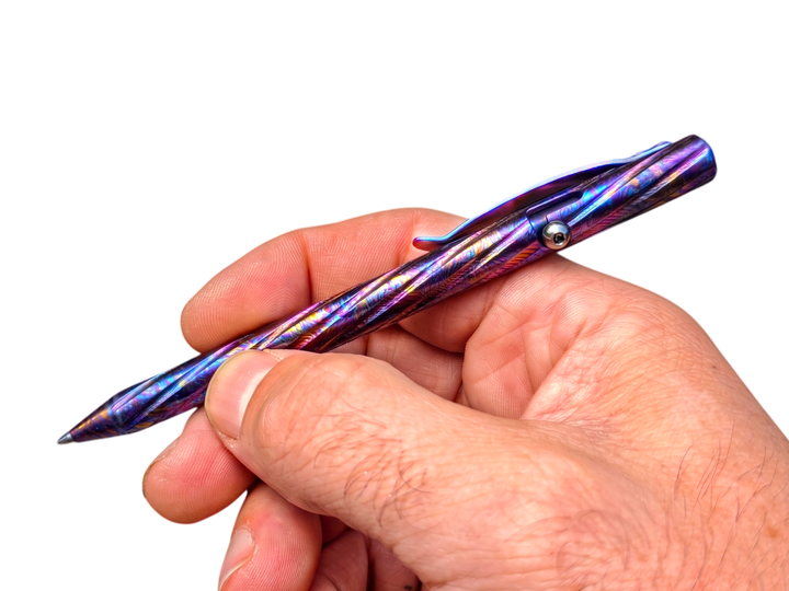Timascus Bolt Action Pen - MaxMadCo Design - Spiral - Plasma Finish Countycomm
