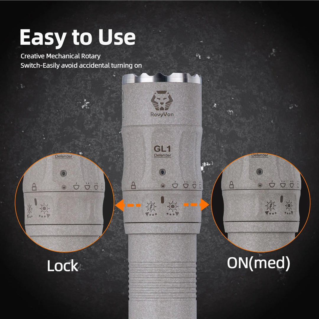 GL1 3200 Lumens Rotary Tactical Flashlight RovyVon