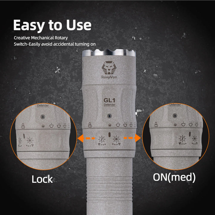 GL1 3200 Lumens Rotary Tactical Flashlight RovyVon
