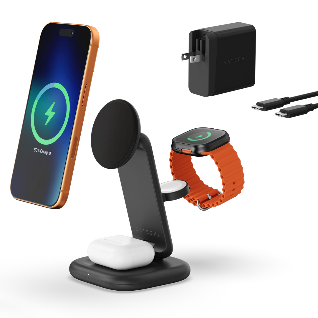 3-in-1 Foldable Wireless Charging Stand with Qi2 25W Satechi