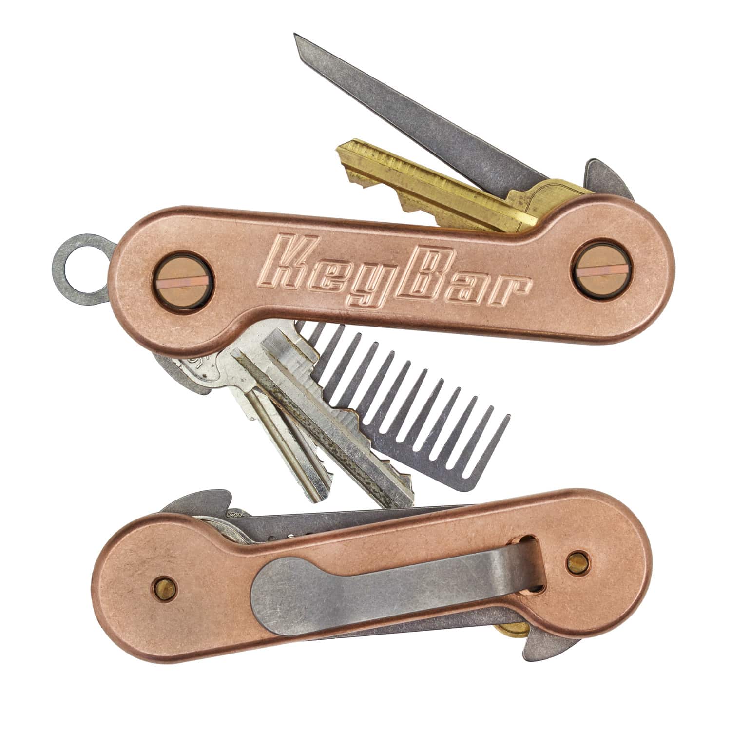 Kin Bar Key Red Color Stonewashed Copper KeyBar - FEVERGUY
