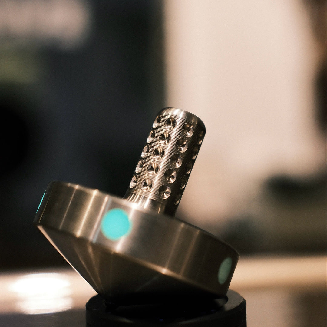 Tip Top Extreme - Tungsten / Titanium / UGM Glow - Spinning Top + Delrin Stand by Maratac® Countycomm