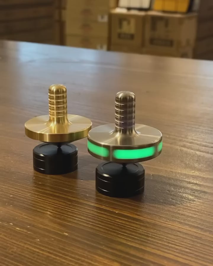 Tip Top Extreme - Tungsten / Titanium / UGM Glow - Spinning Top + Delrin Stand by Maratac®