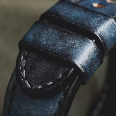 Wotancraft - "Camouflage" Hand-dyed Cowhide Leather Strap, Denim Blue | Apple Watch