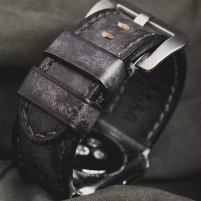 Wotancraft - "Camouflage" Hand-dyed Cowhide Leather Strap, Stone Grey | Apple Watch