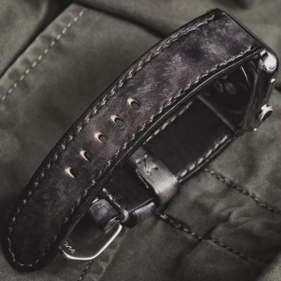 Wotancraft - "Camouflage" Hand-dyed Cowhide Leather Strap, Stone Grey | Apple Watch