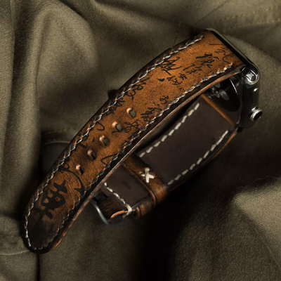 Wotancraft - "Path of War" Calligraphy Handmade Cowhide Leather Strap (for Apple Watch)