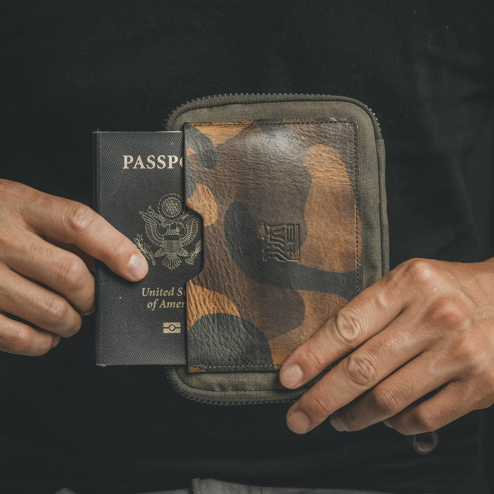 Nylon + Leather Passport Pouch / Travel Folio Wotancraft
